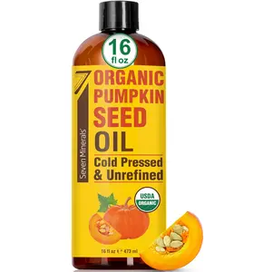 Seven Minerals Pumpkin Seed Oil 16oz – USDA Organic Cold-Pressed Oil for Scalp & Haircare! Deeply Moisturizes, Hydrates, & Provides Essential Vitamins