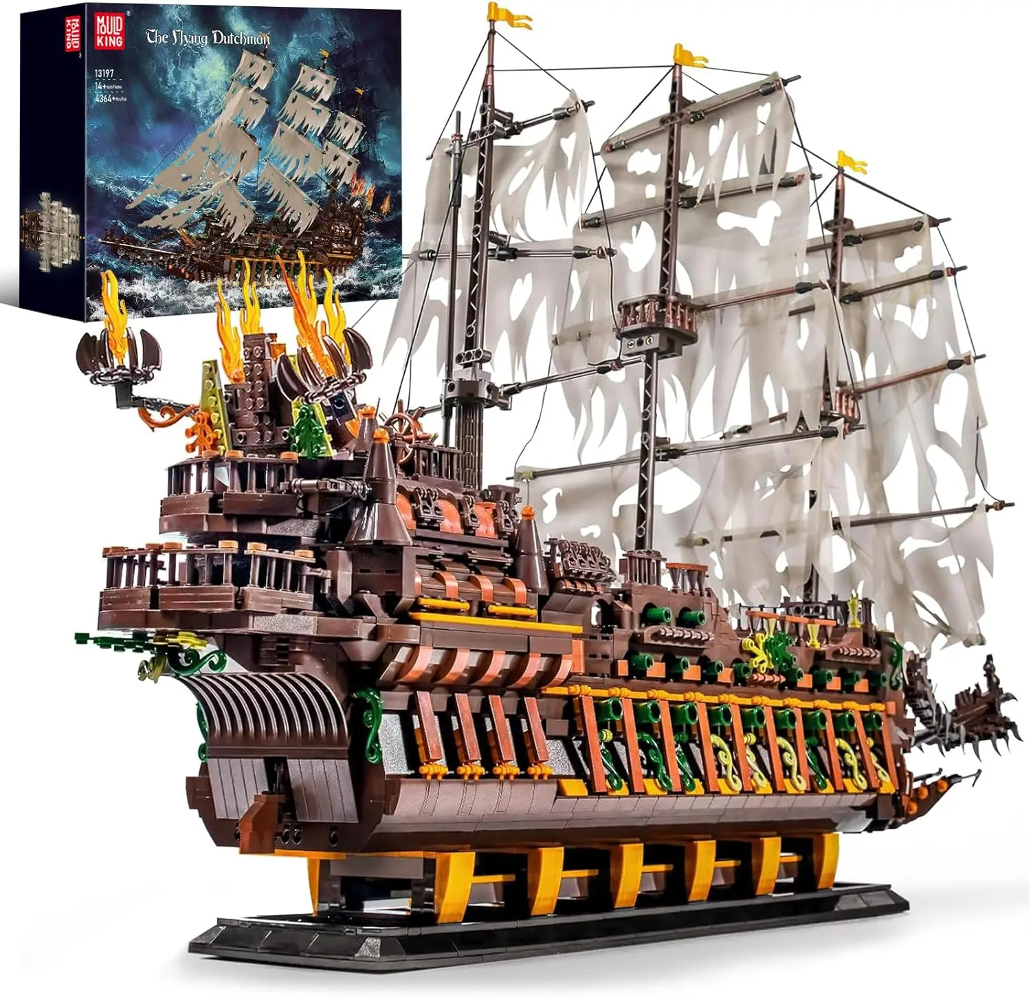 Mould King Large Pirates Ship Collectible Building Set, 4364+ Piece DIY Model Kit with High-Quality ABS Carbon Fiber Interlocking Building Blocks, Easy Assembly Decorative Gift for Adults & Collectors
