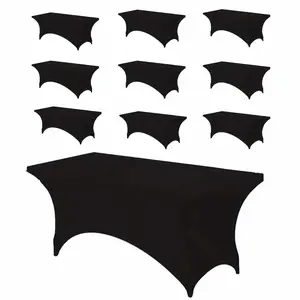 Sunfans Fitted Stretch Tablecloth 10 Pack - Rectangle [6/8FT] Washable & Wrinkle Resistant for Trade Shows, Weddings, Parties