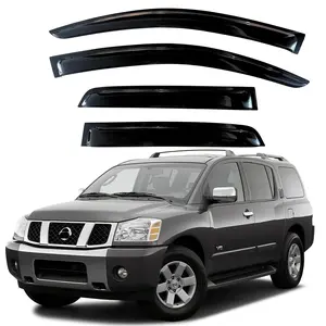 4PCS Window Visors for 2005 - 2015 Nissan Armada Smoke Tinted Acrylic Tape-On Vent Shade Rain Sun & Wind Deflector Black Car Accessories