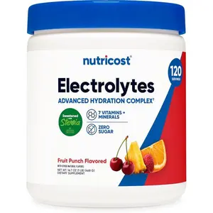 Nutricost Electrolyte Complex Powder (120 Servings, Fruit Punch) - Hydration Supplement Drink Mix with Vitamins and Minerals