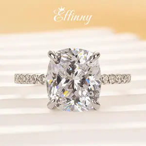 Effinny 3.0ct Cushion Cut Engagement Ring In Sterling Silver, Women's Promise Ring 5A Grade Cubic Zirconia Anniversary Ring