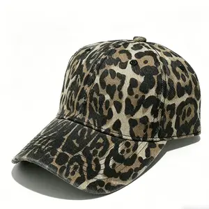 Women's Leopard Print Baseball Cap Korean Style Fashion Casual Adjustable Sun Protection Curved Brim Top Hat