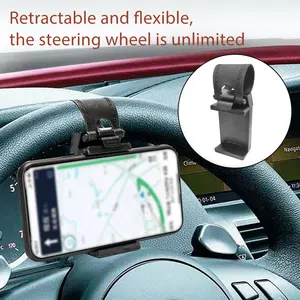 Car Steering Wheel Phone Holder, Clip-On Car Mount for Hands-Free Use, Lazy Phone Stand for Drivers, Steering Wheel Bracket