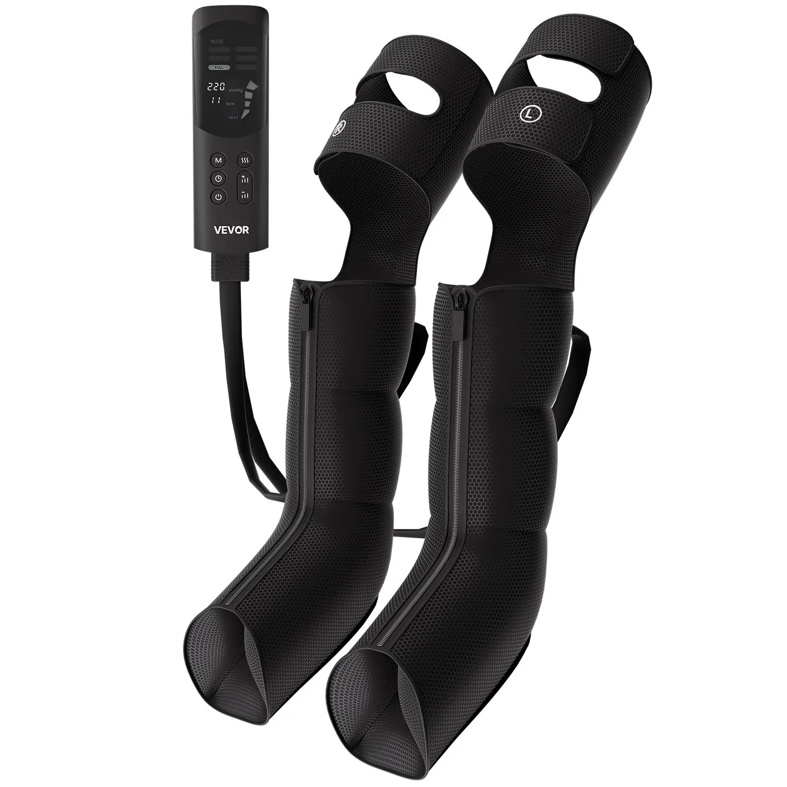 【BackToSchool】VEVOR Leg Compression Massager 9 Intensities Air Compression Leg Massager, For Daily Relaxation, 6 Massage Modes, 3 Heat Settings, Auto Shut-Off Timer, Adjustable Fit, with Storage Bag and Adapter
