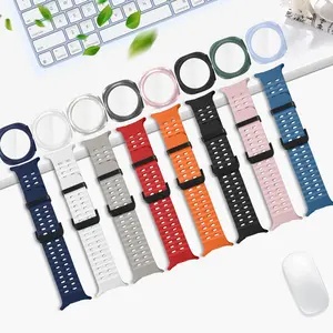 8-Pack Silicone Watch Bands with 8 Protective Cases, Sport Bands Compatible with Samsung Galaxy Watch Ultra 47mm (2025 Models), Breathable & Waterproof Silicone Replacement Sport Straps for Men and Women, Smartwatch Accessories