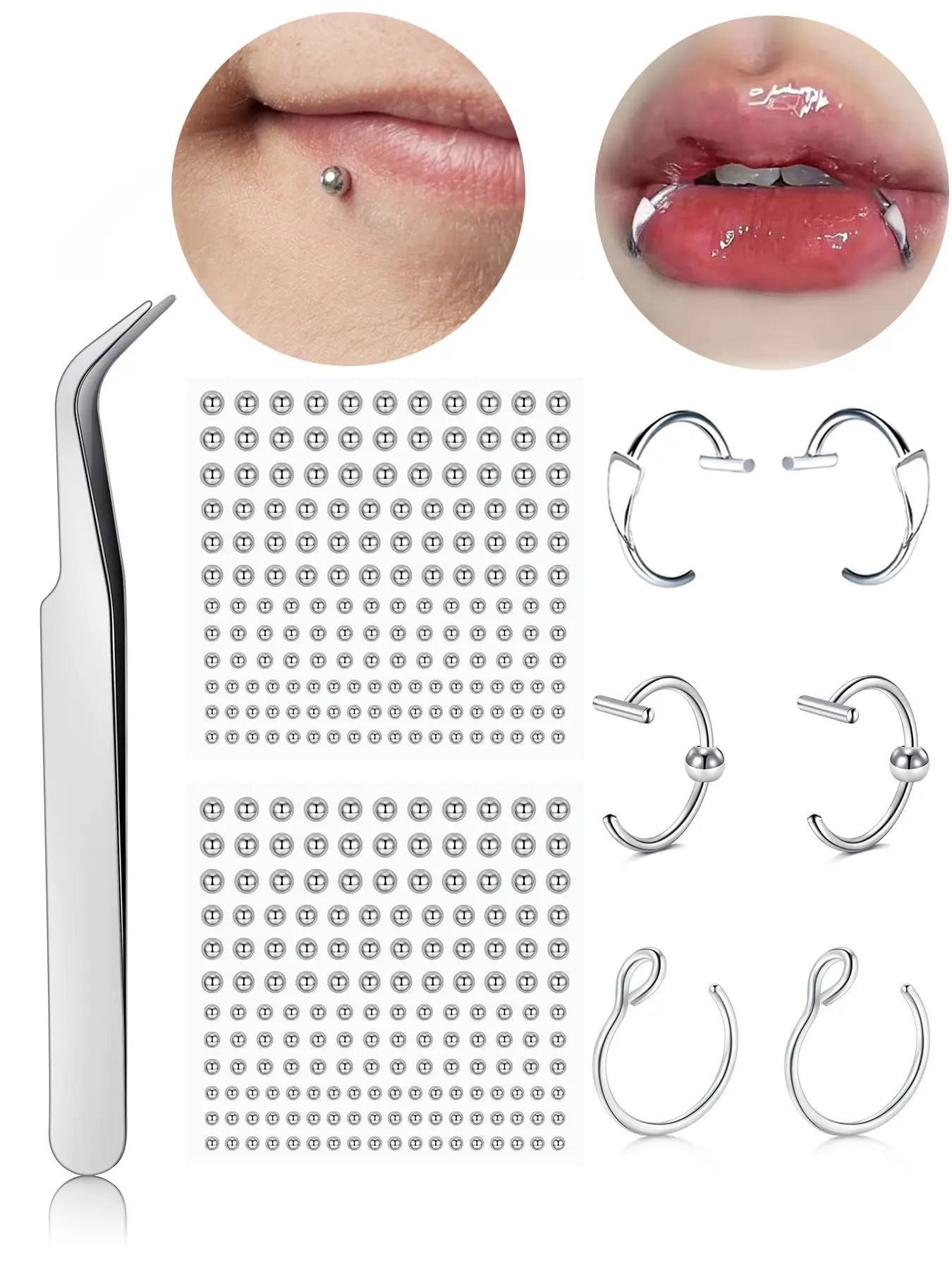 Fake Lip Ring Fake Lip Piercing Fake Piercings Fake Nose Ring Hoop Fake Face Piercing Fake Lip Stud Fake Nose Stud Stick on Fake Eyebrow Piercing Fake Eyebrow Ring Fake Piercing Balls Nose Jewelry Nose Rings Hoops Body Jewellery Mouth Rings