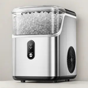 Simzlife Nugget Ice Maker Countertop, 35lbs/24H Portable Sonic Ice Machine with Self-Cleaning, Chewable Pellet Ice Maker for Home Kitchen Office RV, Stainless Steel
