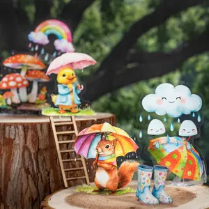 15 Sheets of Rainy Season Rainy Day Animal Theme Stickers, Pet Material for Bottles and Journals, Cute Decorative Sticker Set