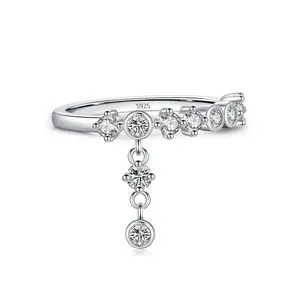 S925 Sterling Silver Sparkling Diamond Pendant Ring Fashion Versatile Daily Wear Minimalist Row Diamond Ring for Women