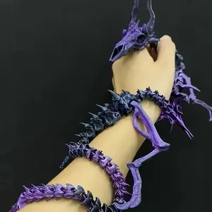 1pc 3D Printed Poseable Dragon Figure, Collectible Figurines, Abstract Figure Sculpture, Ideal Car Dashboard Ornament, Gothic & Dark Punk Style, Durable Plastic, Home & Office Decor, Unique Gift