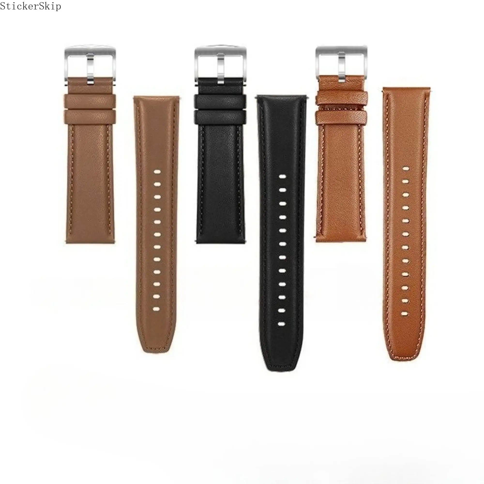 Genuine Leather Watch Band for Men's Accessories - 2026 Classic, 2-Color Strap with Silver Buckle, Fits 18/20/22mm Lug Width, Durable for Business & Daily Wear