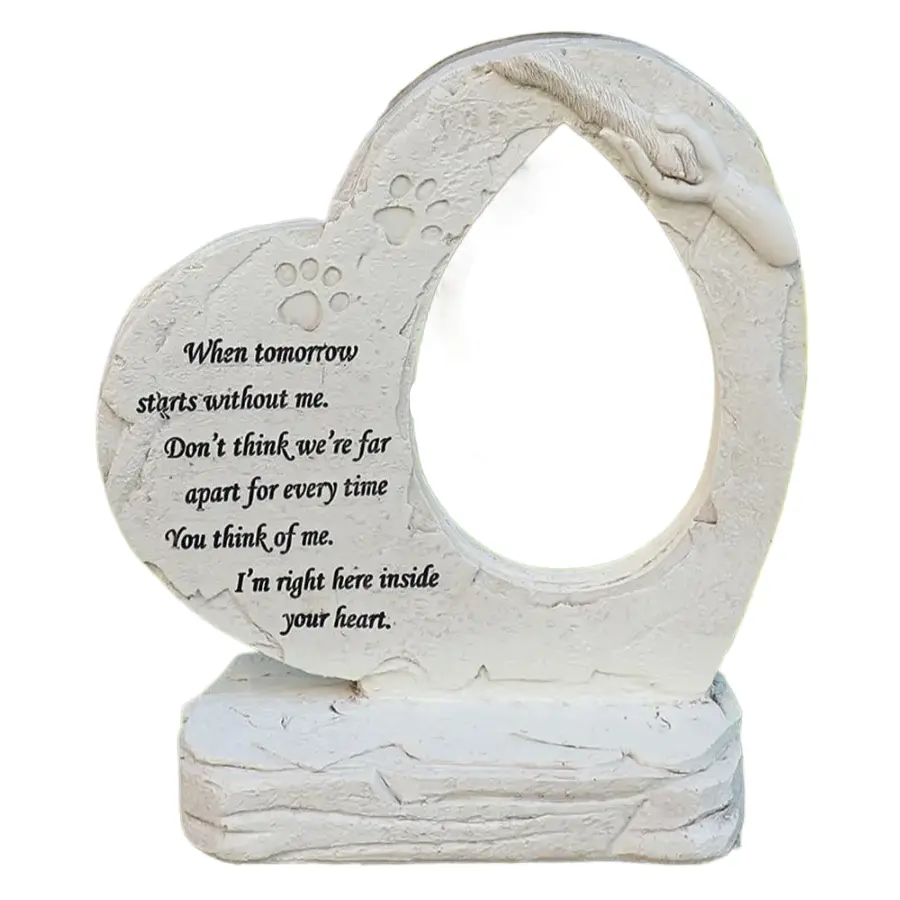 Heart Shaped Pet Dog Memorial Stones with Po Frame Pet Dog HeadStones Grave Markers Loss of Pet Dog Sympathy Gifts Memorial