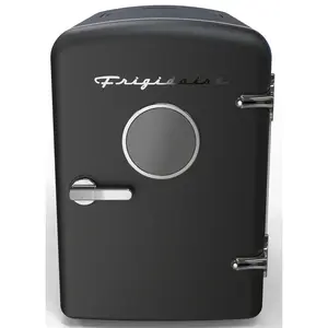Frigidaire 6 Can Retro Mini Fridge, 4L Portable Personal Cooler – Skincare Fridge, Small Compact Refrigerator, Black
