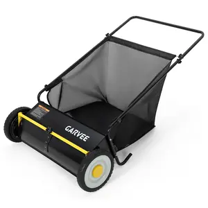 21 Inch Walk-Behind Lawn Sweeper – Robust Steel Frame with 4 Rotating Brushes, Customizable Height, 3.5 Cu.Ft Large Capacity Hopper for Leaves, Grass Trimmings & Yard Waste cutter