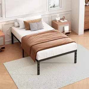 14 Inch Twin Size Metal Bed Frame - Sturdy, Heavy Duty, No Box Spring Needed, Easy Assembly, Strong Bearing Capacity, Under Bed Storage, Black