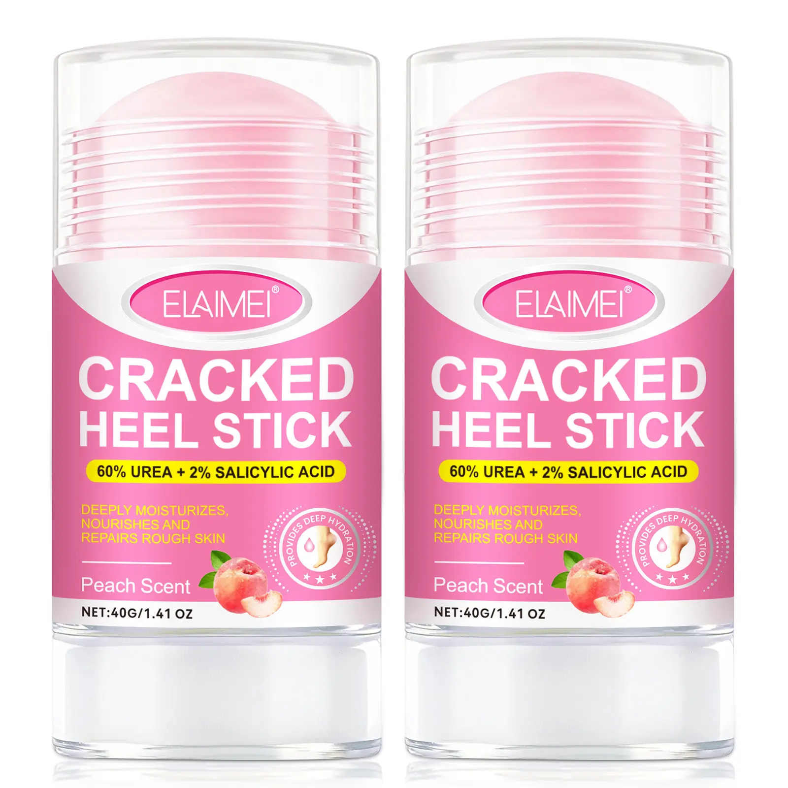 ELAIMEI Peach Foot Care Stick 40g Foot care, moisturizes feet, Foot Dead Skin Remover. For dry, cracked heels and peeling skin. Smart, compact design saves space—easily fits in bags or pockets.