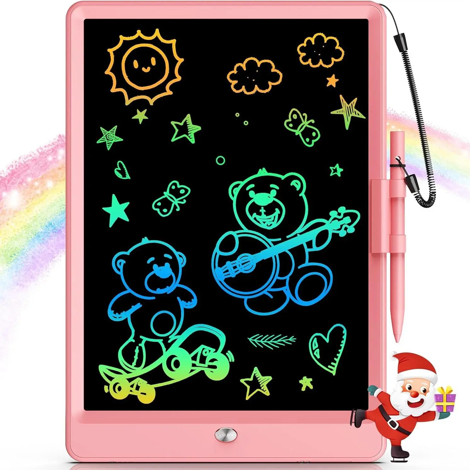LCD Writing Tablet for Kids 10 Inch Colorful Toddler Drawing Tablet Reusable Doodle Board Electronic Drawing Pads Educational and Learning Kids Toys for Girls(Pink) Birthday Protection Screen Blue Digital Products Portable