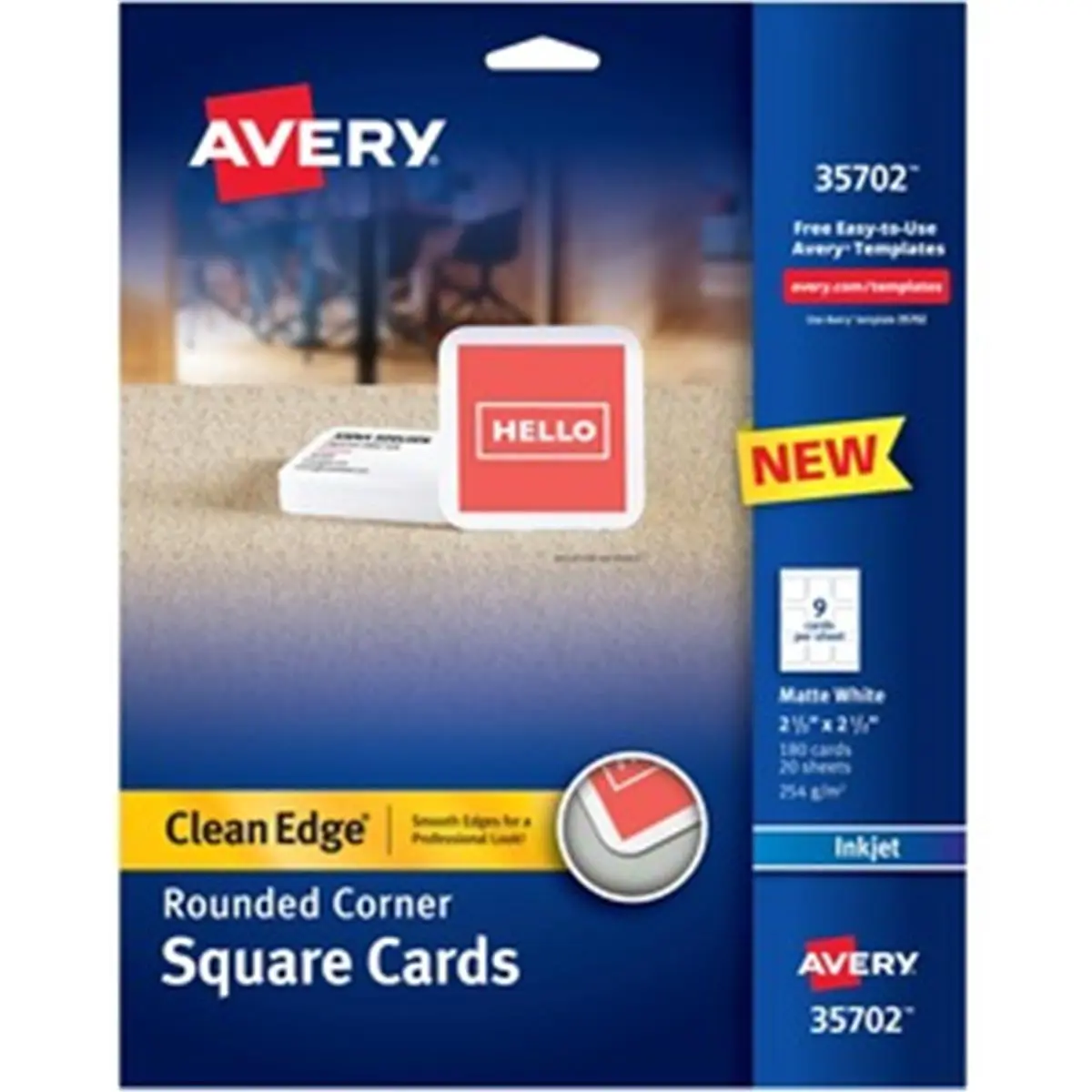 Avery Inkjet Printable Multipurpose White Cardstock Business Cards - 180-Pack, Die-Cut, Perforated, Rounded Corners, Square Shape, Clean Edge Technology for Calling & Business Use