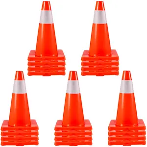 VEVOR 20Pack 18\" Traffic Cones,  Safety Road Parking Cones PVC Base, Orange Traffic Cone with Reflective Collars, Hazard Construction Cones for Home Traffic Parking