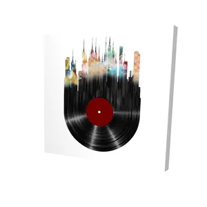 Begin Home Decor 2080-2424-MU15 24 x 24 in. Building Cities Blue Canvas - Abstract City on Vinyl Disk Decor