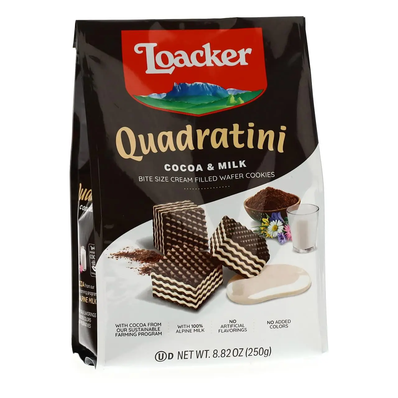 Loacker Quadratini Cocoa Milk Wafer Cookie Bag 8.8 oz 6ct