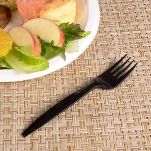 [1,000 ct] PP Plastic Medium-Heavy Weight Forks Bulk Box, Black