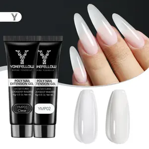 YOKEFELLOW Poly Nail Extension Gel 11 Toxin-Free Healthy Poly Nail Gel 2 Pcs 15g 0.5oz Quick & Easy Building High-Gloss Shine Long Last Extension Gel  Multifunction UV Extension Nail Gel for Beginners to Get A Fashion Nail at Home UV LED Cured YMP01-02