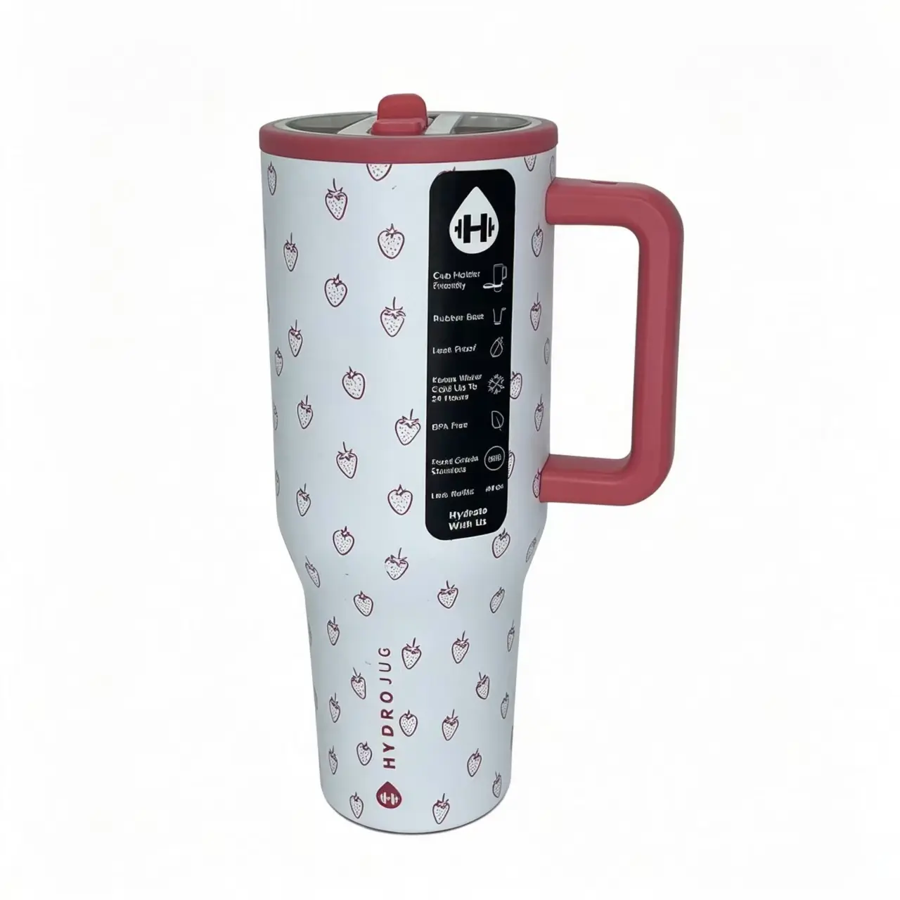 Obsessed With This Strawberry 40oz Travel Tumbler! Keeps Drinks Cold All Day | Perfect For Work & Road Trips #ViralTumblerFind