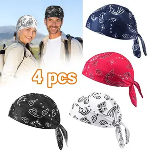 4pcs Skull Caps for Men Fashion, Skeleton Decorations Hats, Head Wraps Cycling Caps, Sweat Absorbing Helmet Lining, for Men Skull Cap Bandana Hat Breathable Helmet
