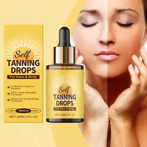 Facial Self Tanning Black Liquor, Facial and Body Tanning Drops, Applied, Natural Color Development Within 24 Hours, Effect Can Last Up To 7 Days, Suitable for All Skin Types, Medium Tone - 30ml