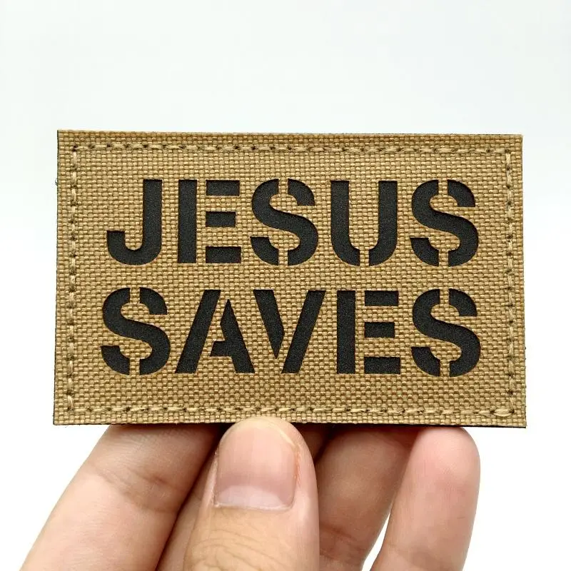 Jesus Saves Letter Pattern Embroidery Design Embroidering Design Patch, 1 Count Durable & Versatile Patch Embroidered Badges for Backpack Vest Clothing Patches, Sewing Accessories for Home Use