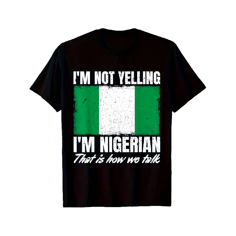 Unisex Menswear T-Shirt - 100% Cotton Short-Sleeve Top, Nigeria Pride Print, Retro Nigerian Culture Design, Casual Statement Round Neck Streetwear