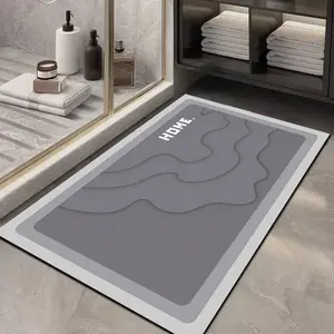 Diatomaceous Earth Absorbent Bathroom Floor Mat Anti Slip Rubber Bottom Quick Drying Soft Durable Gray Home Texture Design for Bathroom Kitchen RV Simple Style Decoration