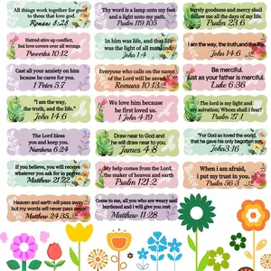 Bible Verse Sticker, Floral Pattern Sticker, Decoration Sticker, Graphic Decal, 120pcs/set Self-adhesive Inspirational Scripture Sticker, Faith Motivational Jesus Christ Stamp Sticker, Christian Gift Tags