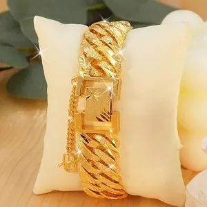 Luxury Bracelet: 24K Gold-Plated Twisted Rope Bracelet | Luxurious for Men and Women – Gold-Plated Copper, Perfect for Holiday Parties and Gifts