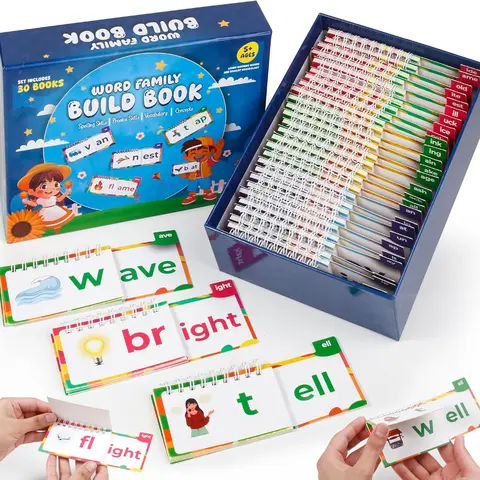 30 pages Read and Rhyme Books, Phonics Flash Cards, Word Family Build Book, Learn to Read Sight Words Flash Cards Kindergarten, Phonics Flip Books for Kids