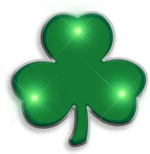 Set of 5 Green Shamrock Light Up Flashing LED Lapel Pins