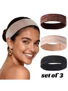 3Pcs Wig Grip Band For Women, Adjustable Velvet Non Slip Wig Band, No Glue Secure Fit For Wigs, Comfort Headband Prevents Slipping Hairpieces Accessories, for Keeping Wigs in Place,Fit Most Heads, for workouts, makeup sessions, facial care, cosplay