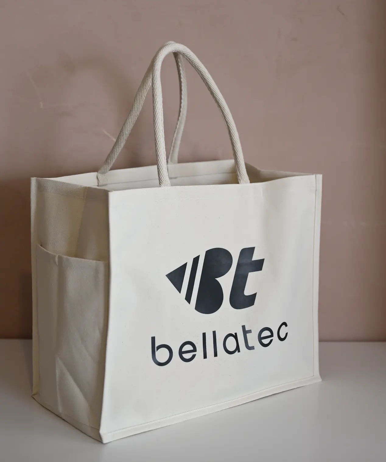 bellaTec Athletic Foldable Tote Bag - Large, Lightweight & Reused Organic with a Side Water Bottle Pocket and Inside Key Pocket, Street, Cotton, Cute, Dry Clean, Casual, Handle, Double Handle, High-Capacity, Hangable, Minimalist