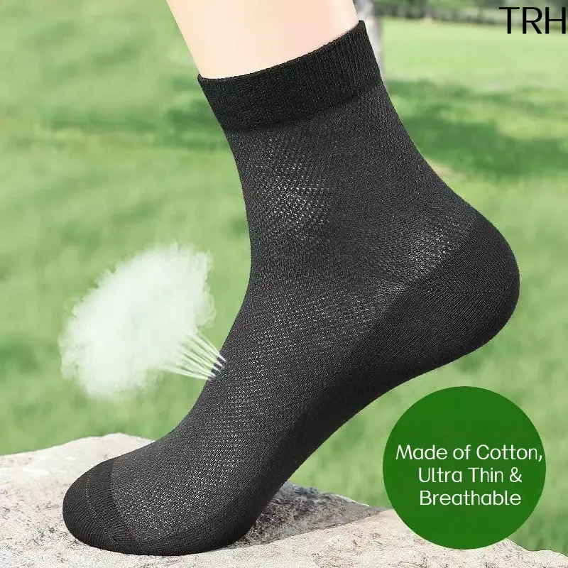 Men's Extra Wide Crew Socks for Big & Tall Plus Size, Honeycomb Cotton Fabric, Breathable Non-Binding Menswear for Office or Outdoor