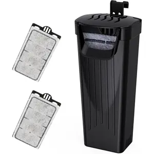 Aquarium Filter(3.5W), Fish Tank Filter, Turtle Tank Filter, Low-Water Filter for Small Fish Tank Reptile Tank Up to 15Gallon, with 2 Cartridges(Black)