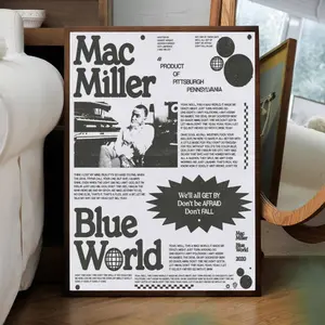Mac Miller - Blue world song poster - home decor - wall art