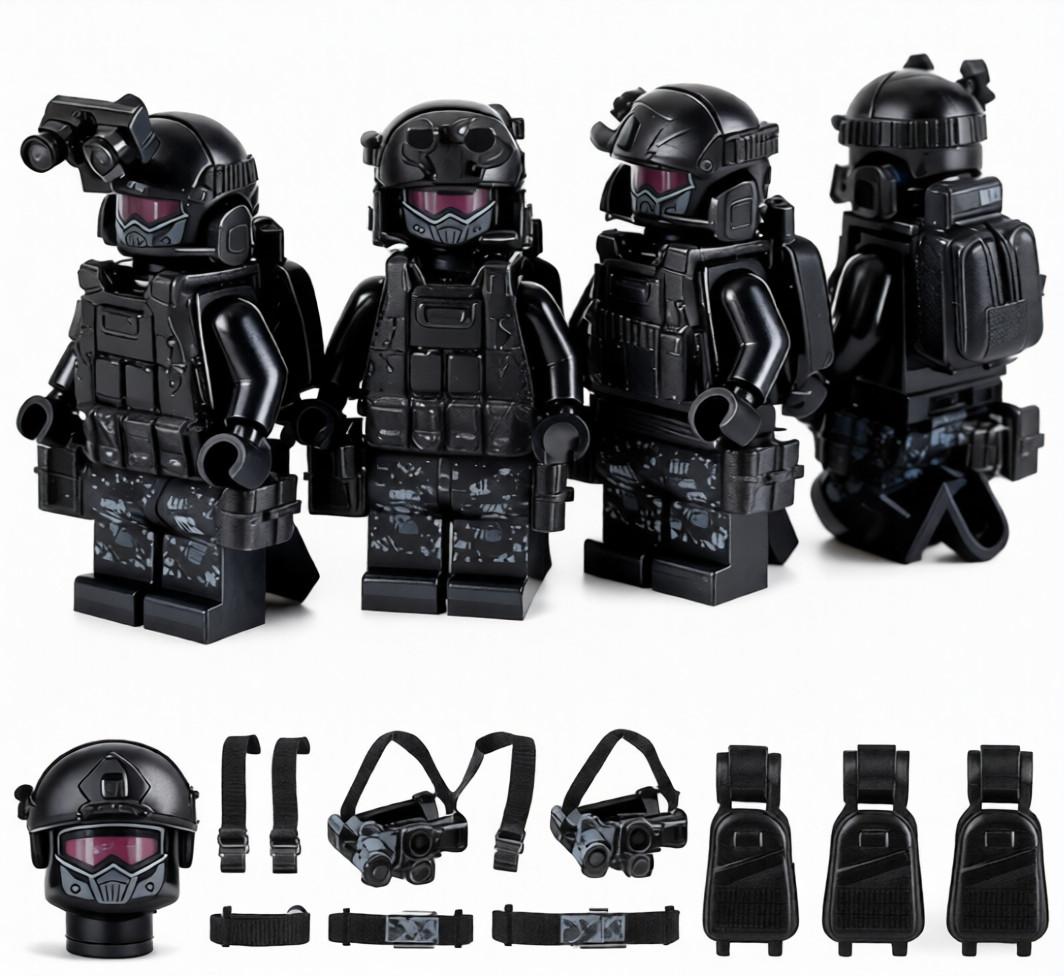 12 PCS Military Building Blocks Set Black Panther SWAT & Ghost SWAT Team Special Forces Ghost Mini Figure Pack Small Bricks STEM Toy for Kids