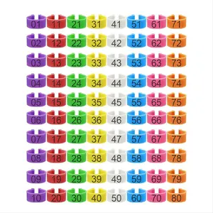 80Pcs 16mm Chicken Leg Bands with 8 Colors,Colorful 01-80 Numbered Chicken Identification Leg Bands Duck Poultry Leg Tag