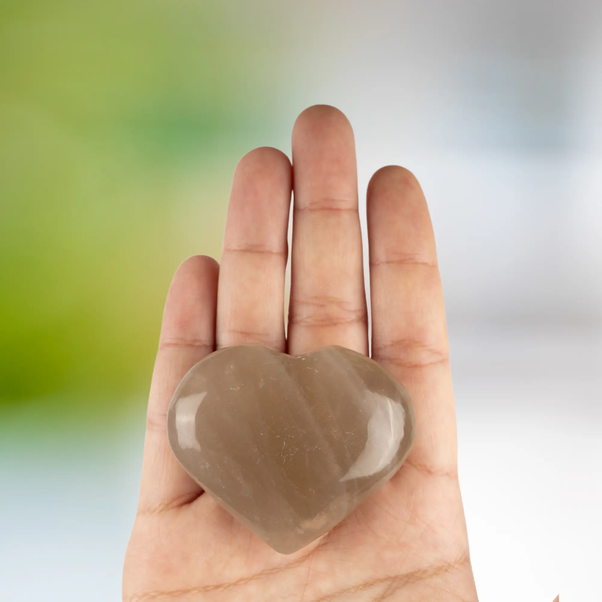 Smoky Quartz Heart Palm Stone, Polished Crystal Stone for Chakra Balancing, Meditation, Spiritual and Crystal Gift
