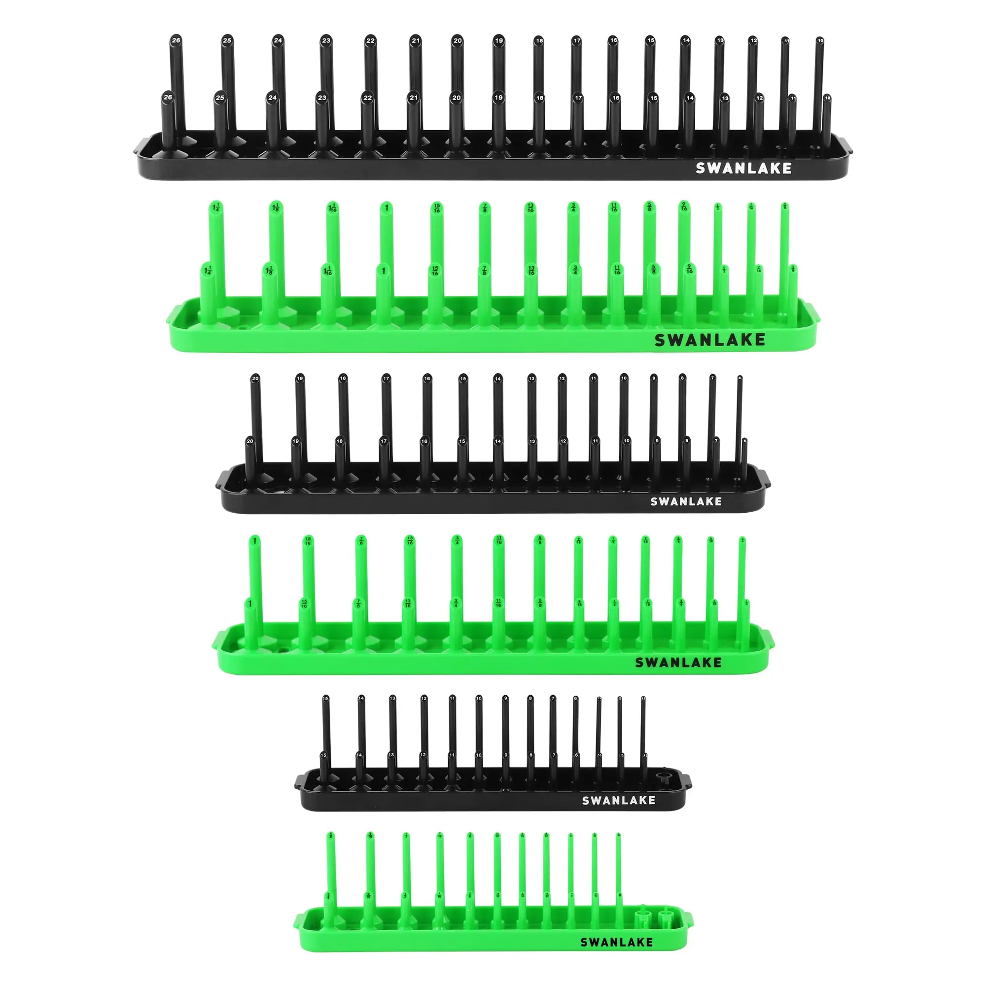 SWANLAKE Socket Organizer Tray, 6-Piece Socket Holder Tray, SAE and Metric, 1/4", 3/8", and 1/2" Drive Socket Organizers for Toolboxes