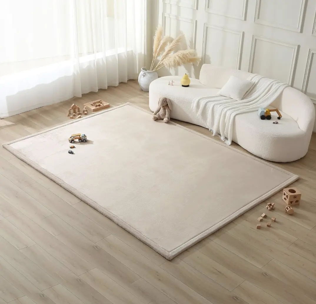 Hakuna Matte CloudSoft Mat for Floor 60" x 80" Beige | Coral Velvet high-density foam Rug – Non-Slip, Water-Resistant