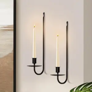 Candle Sconces Set of 2, Taper & Pillar Wall Candle Holder, Black Wall Sconces Set of Two, Decor for Entryway, Stair Corner, Living Room