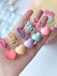 Macaron Color Chubby Heart Keychain Resin Bag Charm,Girly Heart Pendant Keyring Lobster Clasp Heart Charms Heart Shaped Keychain Ornaments Handbag Backpack Key Fob Small Hearts Chain Charm Gift for Wedding,Birthday,Couples,Students,Valentine/Mother's Day